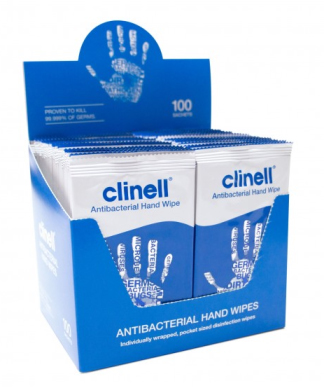 Clinell Antimicrobial Hand Wipes x100 Display