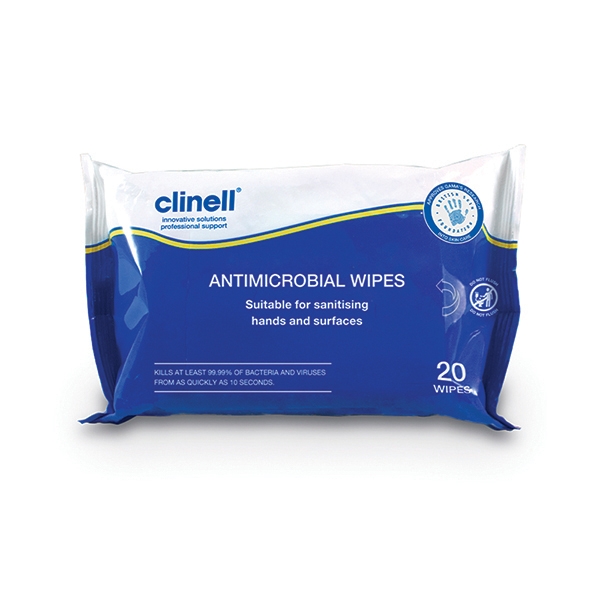 Clinell Antimicrobial Hand and Surface Wipes