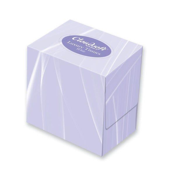 Cloudsoft Luxury White Facial Tissues, 2-Ply, Cube of 70
