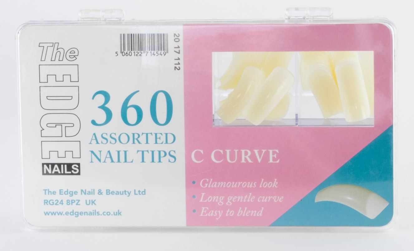 The Edge 'C' Curve Nail Tips - Box of 360 Assorted Tips