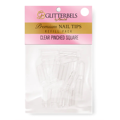 Glitterbels Clear Pinched Square Tips Refill - Pack of 50