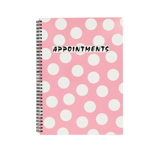 Polka Dot Appointment Book 4 Column - Pink