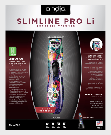 ANDIS Slimline Pro Li T-Blade Trimmer - Sugar Skull Design