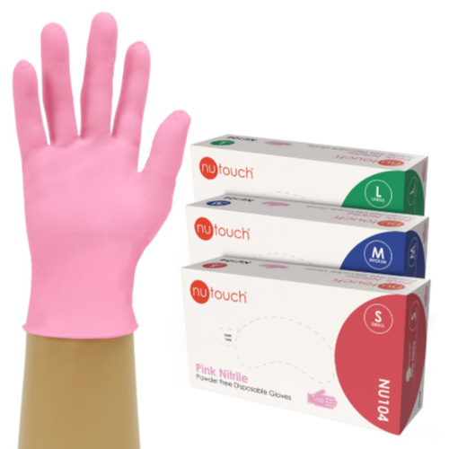 Nutouch Pink Nitrile Powder Free Disposable Glove