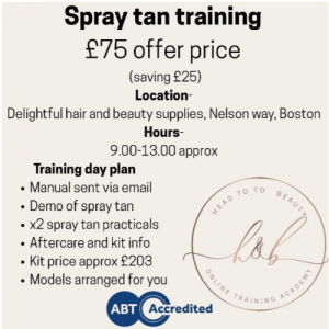 Spray Tan Training - In-person Training - Boston PE21 8TS
